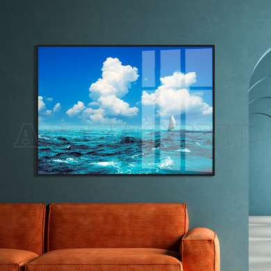 Poster - Sea with blue sky, 90 x 60 см, Framed poster, Marine Theme