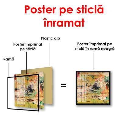 Постер - Зеленая абстракция, 100 x 100 см, Постер в раме, Прованс