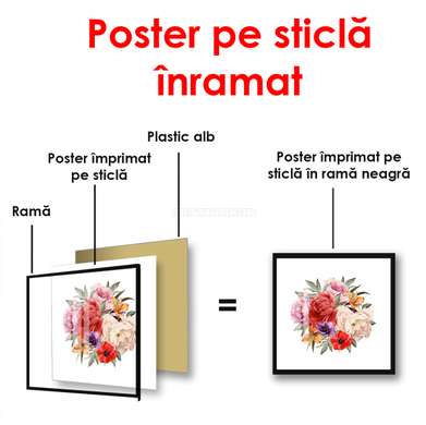 Poster - Ansamblu floral, 100 x 100 см, Poster inramat pe sticla, Minimalism