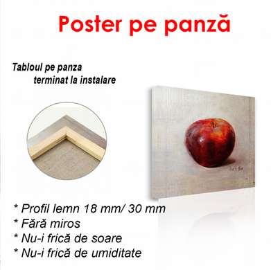 Poster - Mărul roșu pe o masă albă, 100 x 100 см, Poster înrămat, Alimente și Băuturi