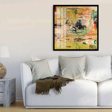 Poster - Green abstraction, 100 x 100 см, Framed poster, Provence