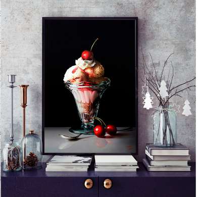 Poster - Înghețata cu fructe, 60 x 90 см, Poster inramat pe sticla
