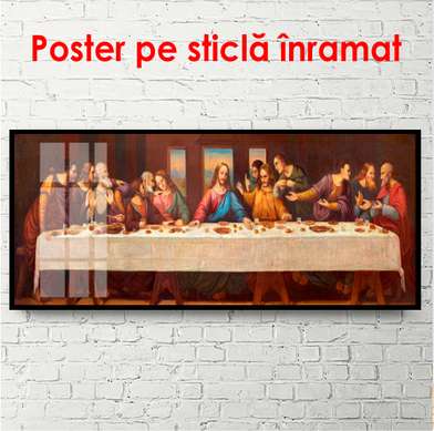 Poster - Masă de seară, 150 x 50 см, Poster inramat pe sticla