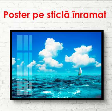 Poster - Sea with blue sky, 90 x 60 см, Framed poster, Marine Theme