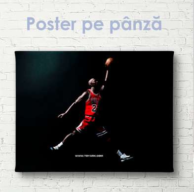 Постер - Михаил Джордан кидает гол, 90 x 60 см, Постер на Стекле в раме, Спорт