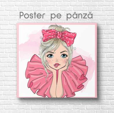 Poster - Cute girl, 100 x 100 см, Framed poster on glass