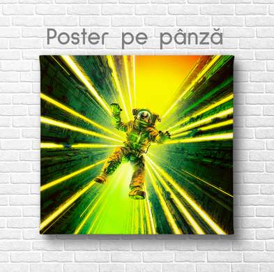 Poster - Astronaut falls into the abyss, 100 x 100 см, Framed poster on glass