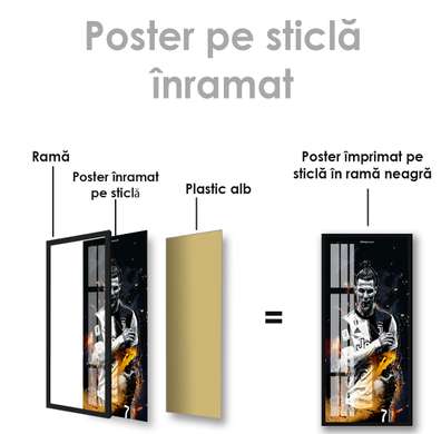 Постер - Огненый Криштиану Роналдо, 45 x 90 см, Постер на Стекле в раме, Спорт