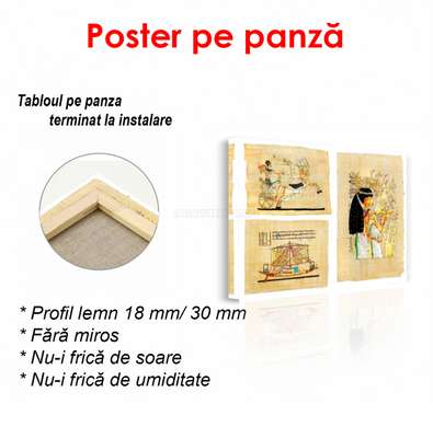 Poster - Imagini de papirus egiptean, 90 x 60 см, Poster înrămat, Vintage
