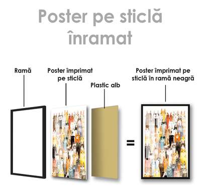 Poster, Pisicile, 60 x 90 см, Poster inramat pe sticla