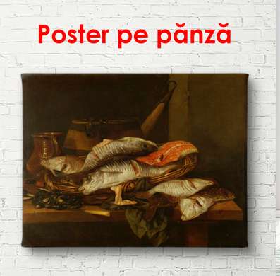 Постер - Рыбный натюрморт, 90 x 60 см, Постер в раме, Натюрморт