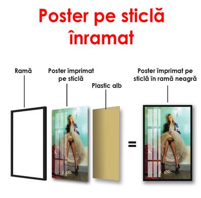 Poster - Kate Moss in a skirt against the wall, 60 x 90 см, Framed poster