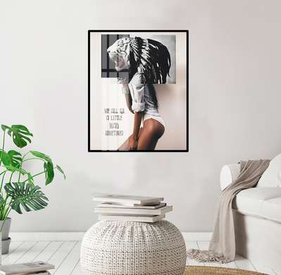 Poster - Figure of a girl, 60 x 90 см, Framed poster on glass, Glamour