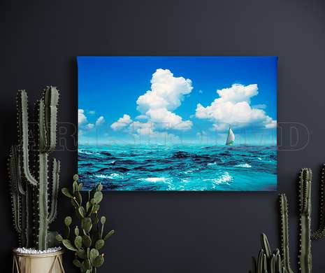 Poster - Sea with blue sky, 90 x 60 см, Framed poster, Marine Theme