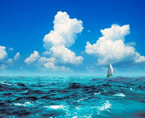 Poster - Sea with blue sky, 90 x 60 см, Framed poster, Marine Theme