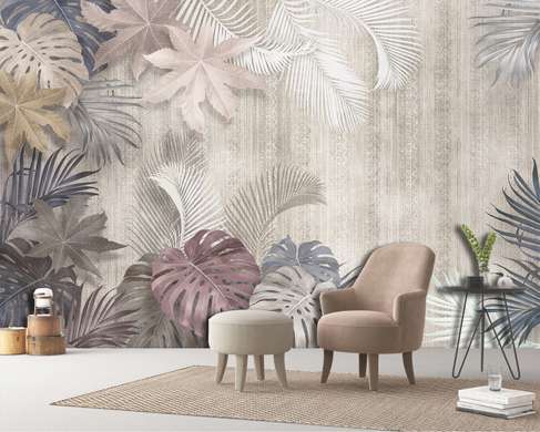 Wall Mural - Tropical leaves in delicate shades