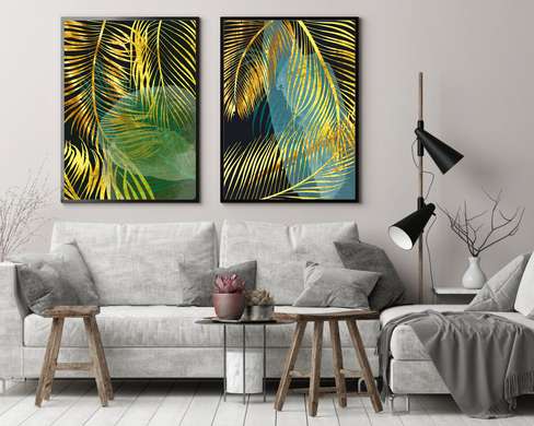 Poster - Golden leaves 11, 30 x 45 см, Canvas on frame, Sets