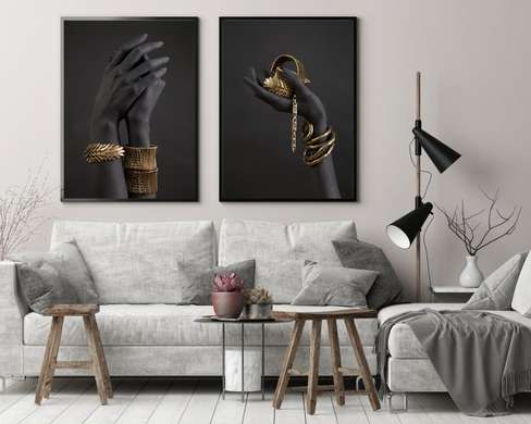 Poster - Gold accessories, 30 x 45 см, Canvas on frame, Sets