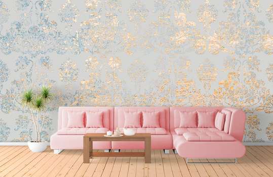 Wall Mural - Blue and gold glamor wall