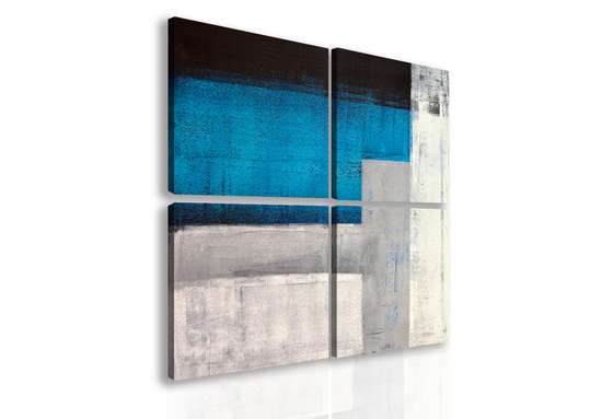 Tablou Modular, Pete albastre abstracte., 80 x 80