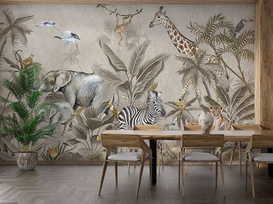 Wall mural - Safari animals in the jungle