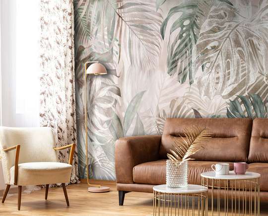 Wall Mural - Exotic leaves in delicate shades