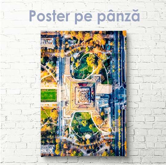 Постер - Вид сверху на Эйфелеву башню, 30 x 45 см, Холст на подрамнике