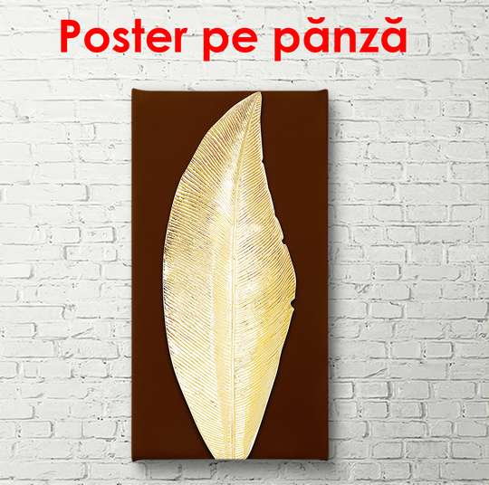 Poster - Frunza de aur, 30 x 90 см, Panza pe cadru, Glamour