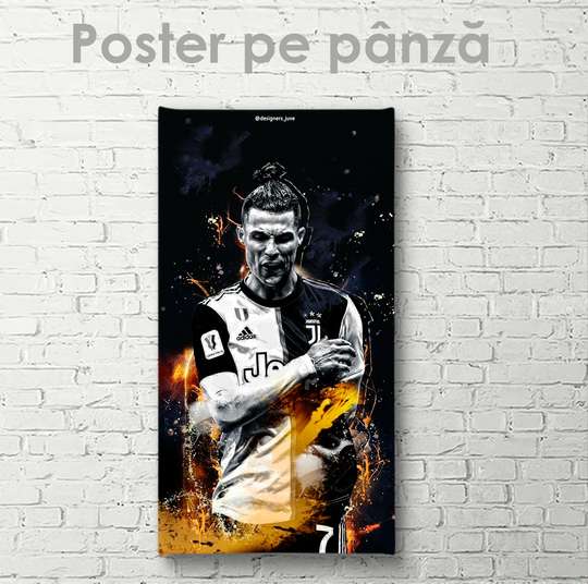 Poster, Fiery Cristiano Ronaldo, 30 x 60 см, Canvas on frame