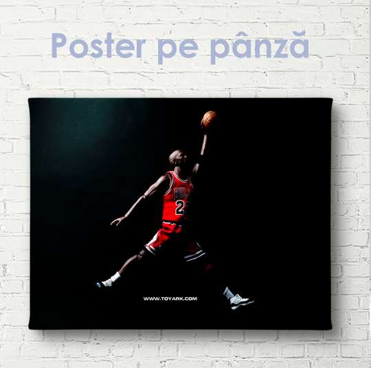 Poster, Mikhail Jordan aruncă un gol, 45 x 30 см, Panza pe cadru