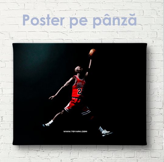 Poster, Mikhail Jordan aruncă un gol, 45 x 30 см, Panza pe cadru