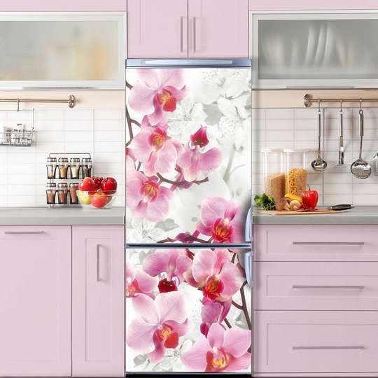 3Д наклейка на дверь, Розовая Орхидея, 60 x 90cm, Наклейка на Дверь
