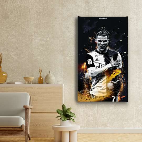 Poster - Fiery Cristiano Ronaldo, 30 x 60 см, Canvas on frame, Sport