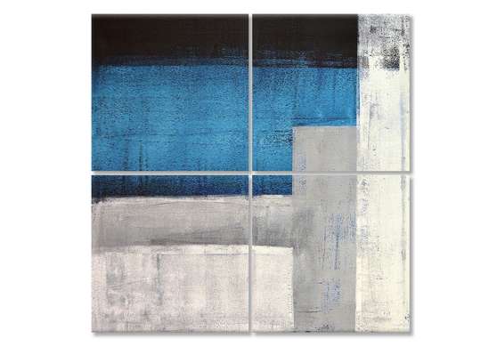 Модульная картина, Синие абстрактные пятна., 60 x 60