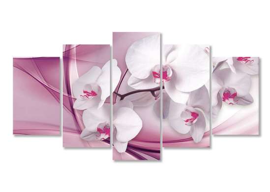 Modular picture, Orchid on a burgundy background., 108 х 60