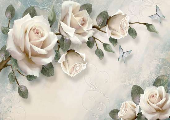 Фотообои - Розы из белых роз