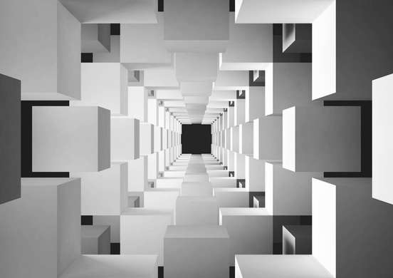 3D Wallpaper - Black and white tunnel