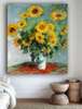 Постер - Букет подсолнечных цветов, 30 x 45 см, Холст на подрамнике, Живопись
