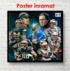 Постер - Команды бейсболистов, 100 x 100 см, Постер на Стекле в раме, Спорт