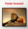 Постер, Лев на камне, 90 x 60 см, Постер в раме, Животные