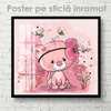 Poster - Pisicuța roz, 100 x 100 см, Poster inramat pe sticla, Pentru Copii