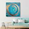 Poster - Blue & Gold Circle, 100 x 100 см, Framed poster on glass, Abstract