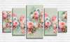 Tablou Pe Panza Multicanvas, Trandafiri multicolori pe un fundal verde deschis, 206 x 115