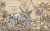 Wall mural - Safari animals in the jungle on a beige background