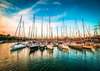 Фотообои - Вид на причал с яхтами на фоне красивого заката.