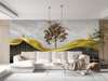 Wall Mural - Golden tree and deer on an abstract background