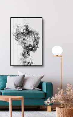 Poster - Girl turns into smoke, 60 x 90 см, Framed poster on glass