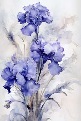 Poster - Purple flowers painted in watercolor, 30 x 45 см, Canvas on frame, Flowers