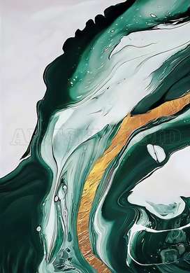 Poster - Fluid în nuanțe de verde, 60 x 90 см, Poster inramat pe sticla, Seturi