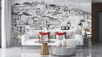 Wall mural - The architecture of the sketched city